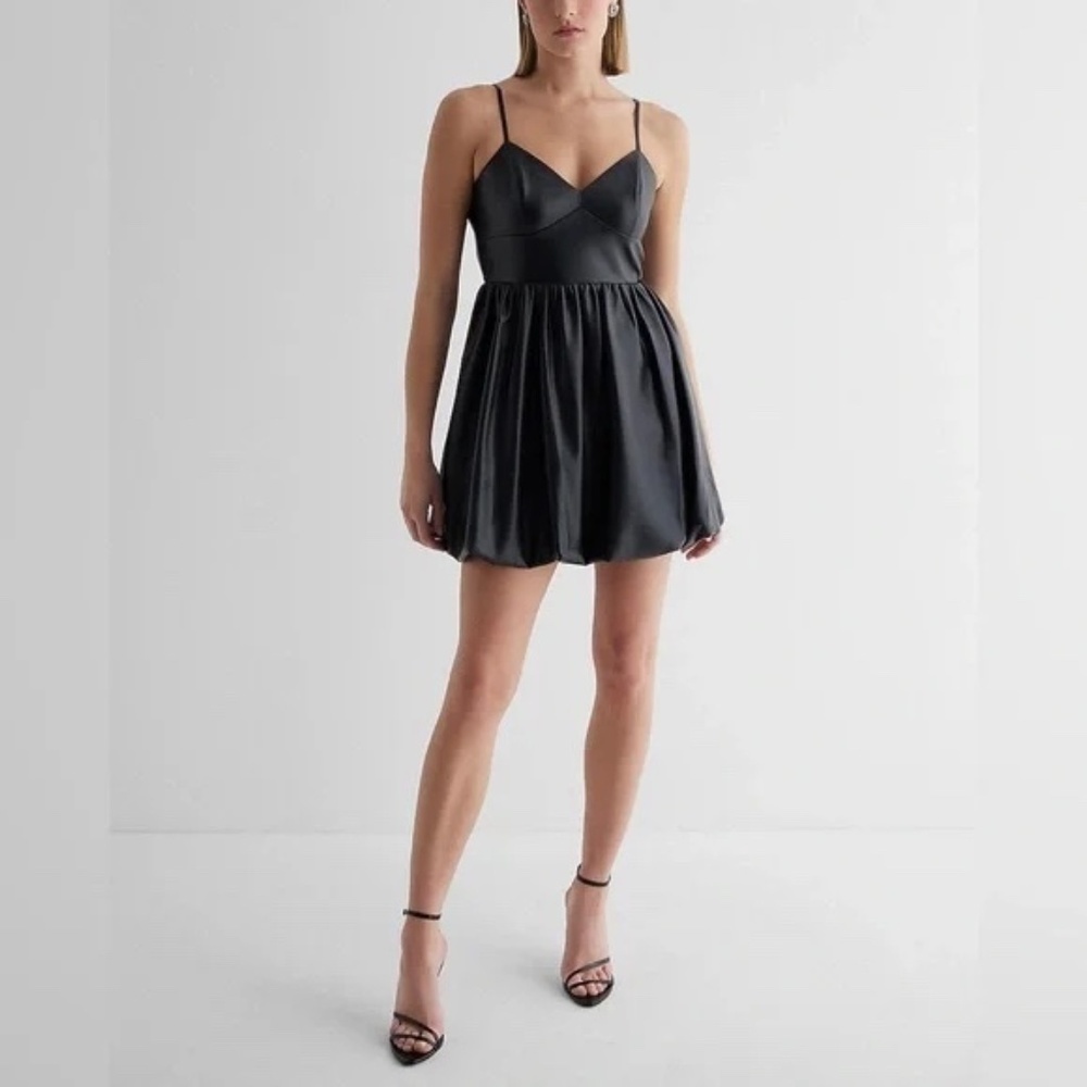 Express Black Faux Leather Mini Dress Spaghetti Strap Medium